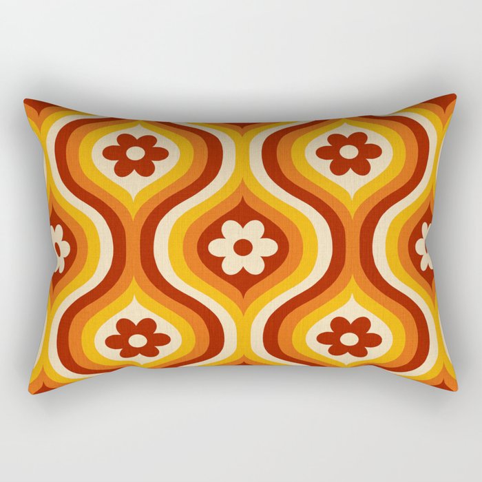 70s Groovy Daisy Ovals Pattern Rectangular Pillow
