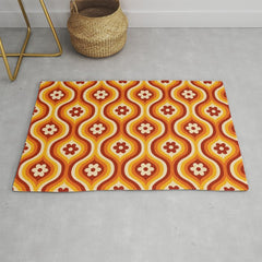 70s Groovy Daisy Ovals Pattern Rug