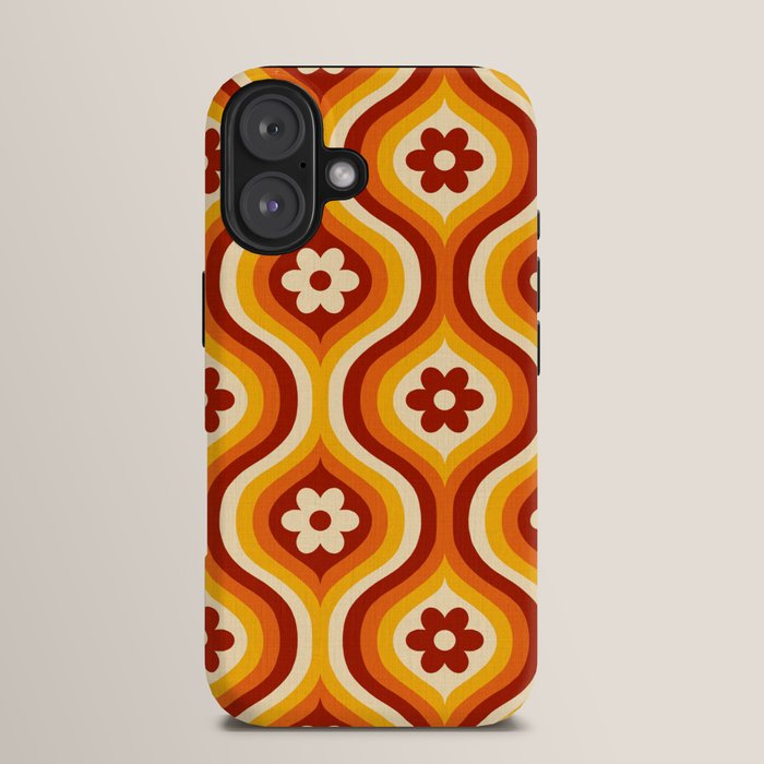 70s Groovy Daisy Ovals Pattern iPhone Case