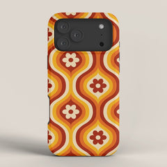 70s Groovy Daisy Ovals Pattern iPhone Case