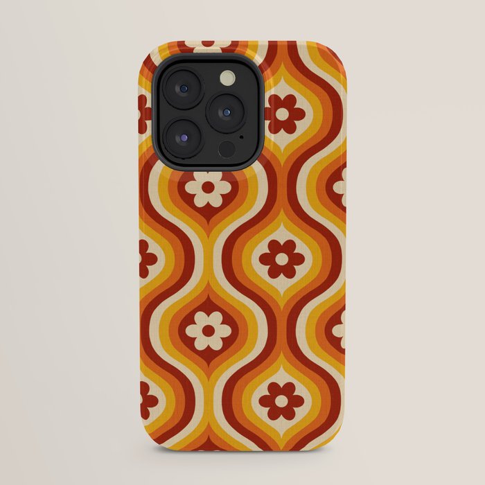 70s Groovy Daisy Ovals Pattern iPhone Case