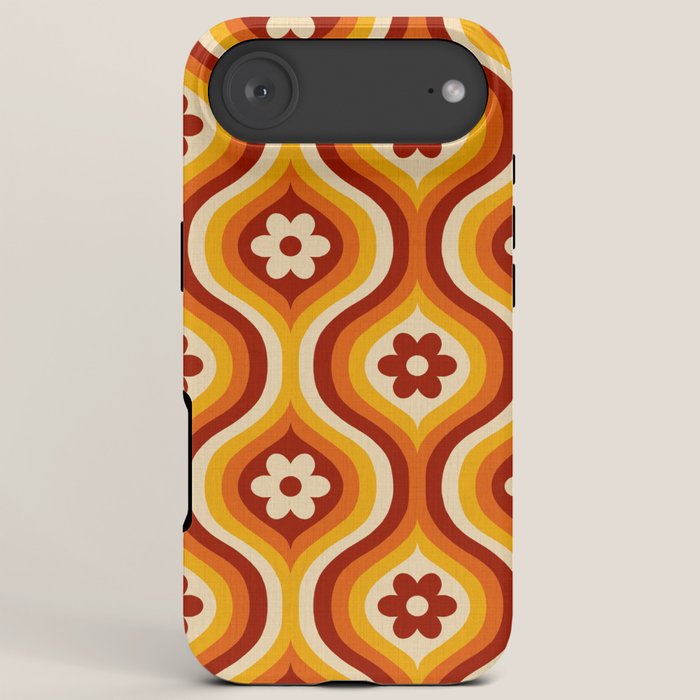 70s Groovy Daisy Ovals Pattern iPhone Case