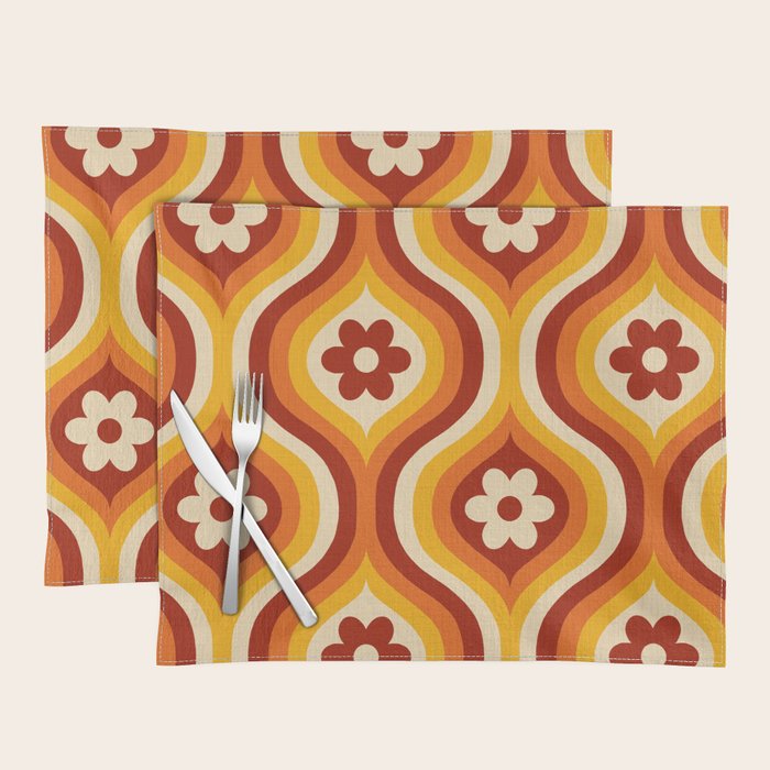 70s Groovy Daisy Ovals Pattern Placemat