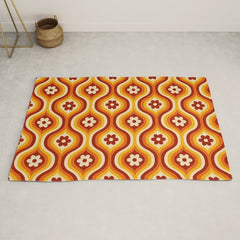 70s Groovy Daisy Ovals Pattern Rug
