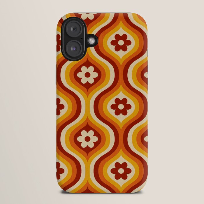 70s Groovy Daisy Ovals Pattern iPhone Case