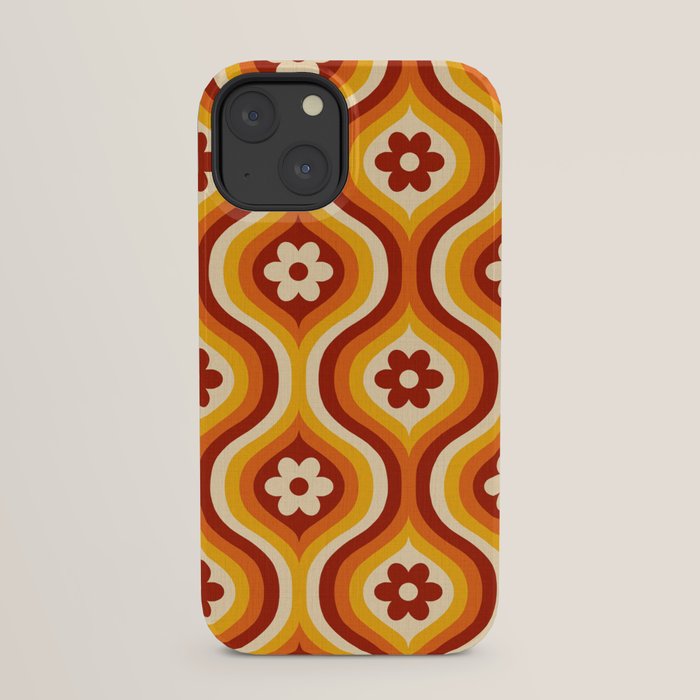 70s Groovy Daisy Ovals Pattern iPhone Case