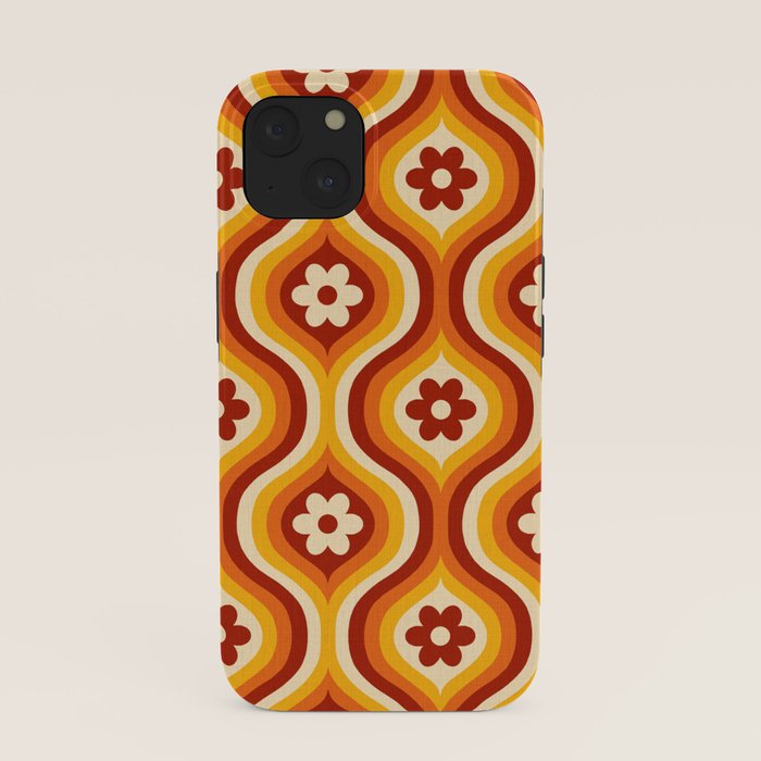 70s Groovy Daisy Ovals Pattern iPhone Case