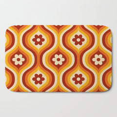 70s Groovy Daisy Ovals Pattern Bath Mat