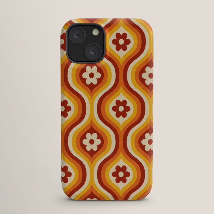 70s Groovy Daisy Ovals Pattern iPhone Case