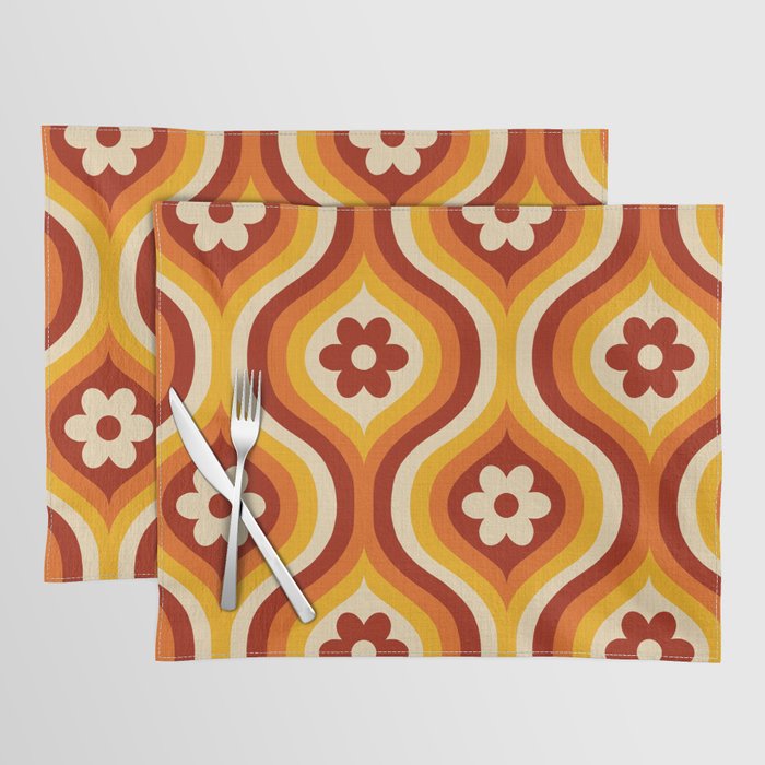 70s Groovy Daisy Ovals Pattern Placemat