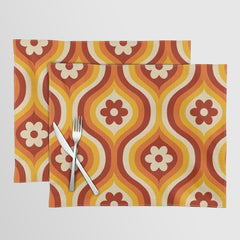 70s Groovy Daisy Ovals Pattern Placemat