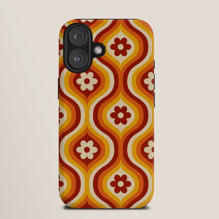 70s Groovy Daisy Ovals Pattern iPhone Case