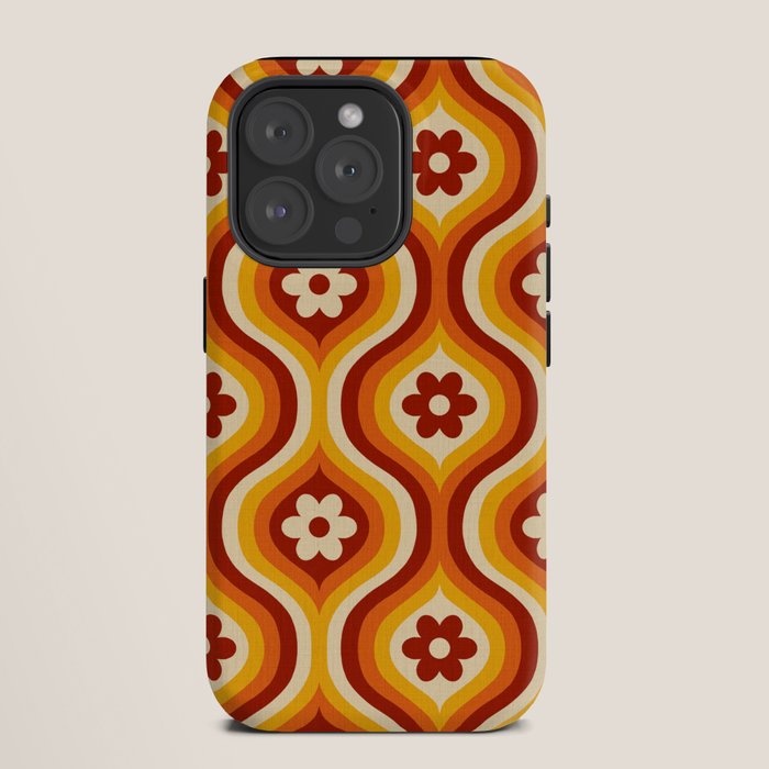70s Groovy Daisy Ovals Pattern iPhone Case