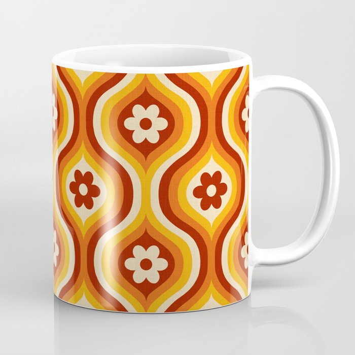 70s Groovy Daisy Ovals Pattern Coffee Mug