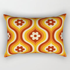 70s Groovy Daisy Ovals Pattern Rectangular Pillow