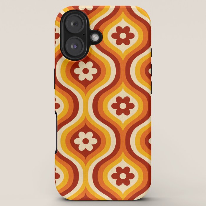 70s Groovy Daisy Ovals Pattern iPhone Case