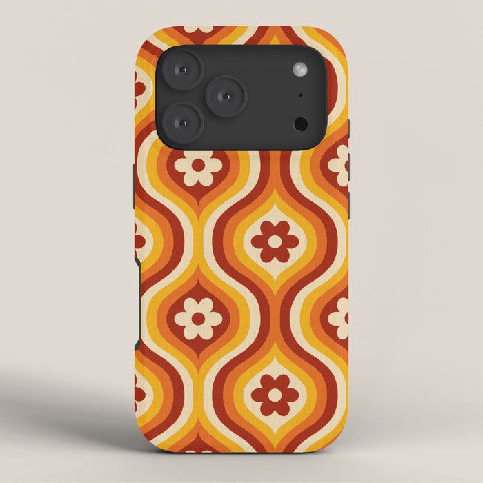70s Groovy Daisy Ovals Pattern iPhone Case