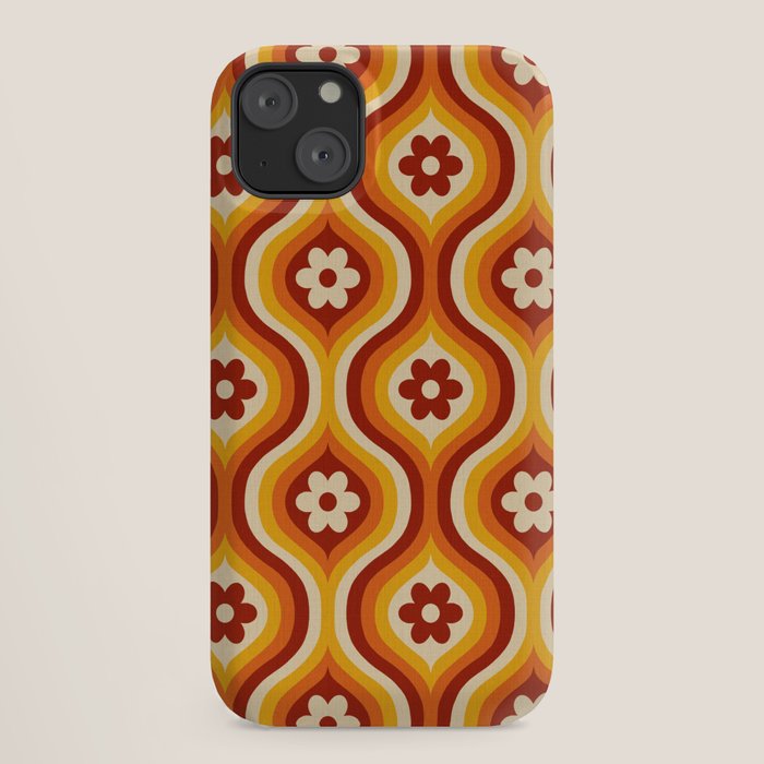 70s Groovy Daisy Ovals Pattern iPhone Case