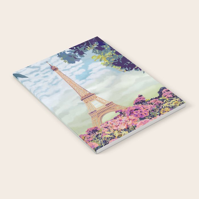 A Floral View of the Eiffel Tower Notebook
