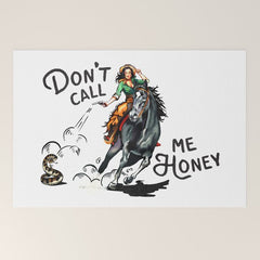 "Don't Call Me Honey" Cowgirl On Horseback Shooting a Rattlesnake Welcome Mat