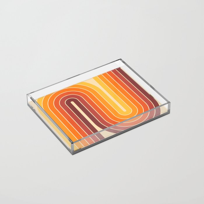 70s Retro Vintage Style Geometric Design 371 Autumn Acrylic Tray