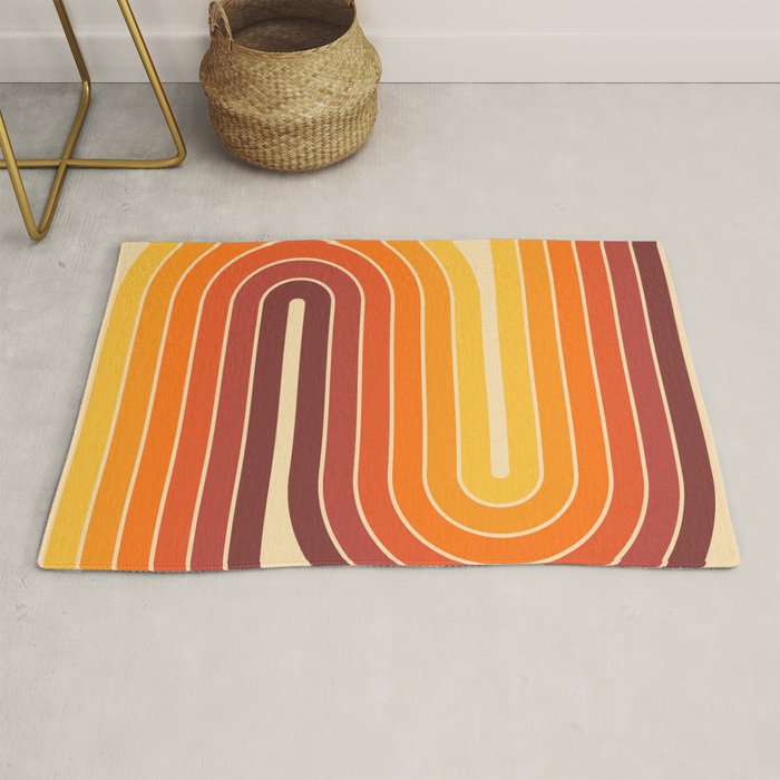 70s Retro Vintage Style Geometric Design 371 Autumn Rug