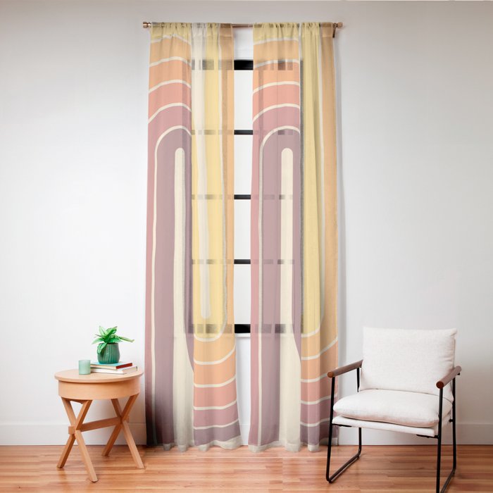 70s Retro Vintage Style Geometric Design 371 Autumn Window Curtain