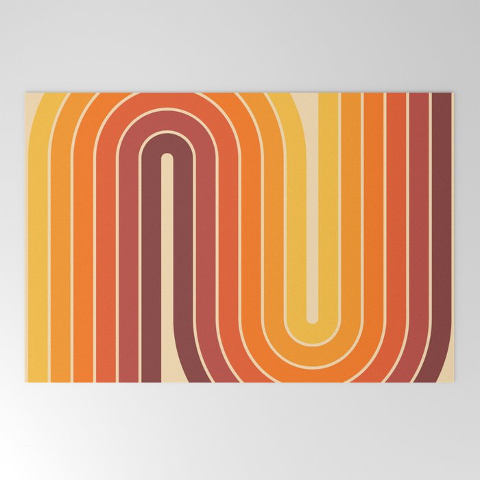 70s Retro Vintage Style Geometric Design 371 Autumn Welcome Mat