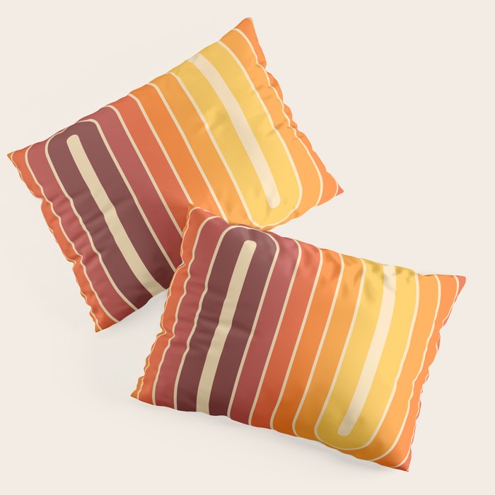 70s Retro Vintage Style Geometric Design 371 Autumn Pillow Sham