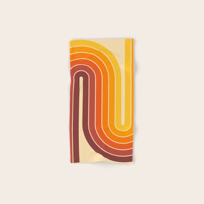 70s Retro Vintage Style Geometric Design 371 Autumn Bath Towel