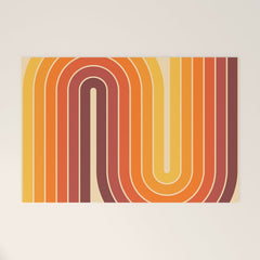 70s Retro Vintage Style Geometric Design 371 Autumn Welcome Mat