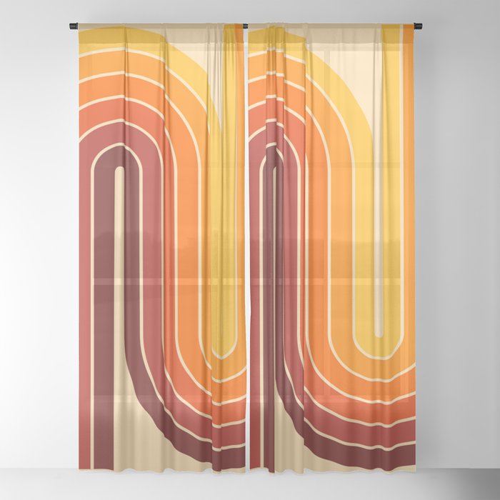 70s Retro Vintage Style Geometric Design 371 Autumn Window Curtain