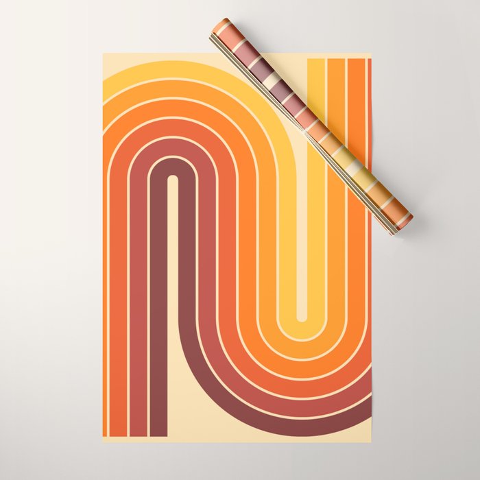 70s Retro Vintage Style Geometric Design 371 Autumn Wrapping Paper