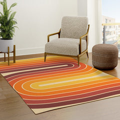 70s Retro Vintage Style Geometric Design 371 Autumn Rug