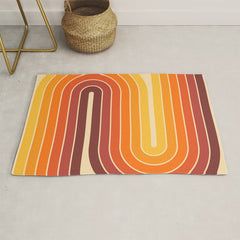 70s Retro Vintage Style Geometric Design 371 Autumn Rug