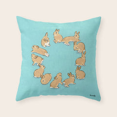 12 rabbits Throw Pillow