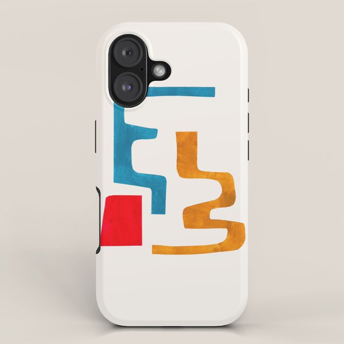 Falling Down' Paper Collage Fun Colorful Shapes Mid Century Minimal Abstract Art by Ejaaz Haniff iPhone Case