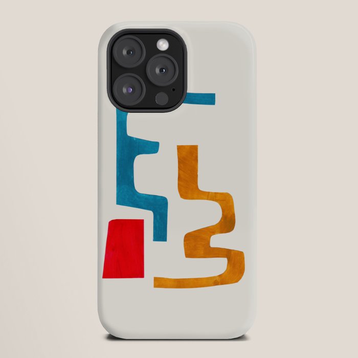 Falling Down' Paper Collage Fun Colorful Shapes Mid Century Minimal Abstract Art by Ejaaz Haniff iPhone Case