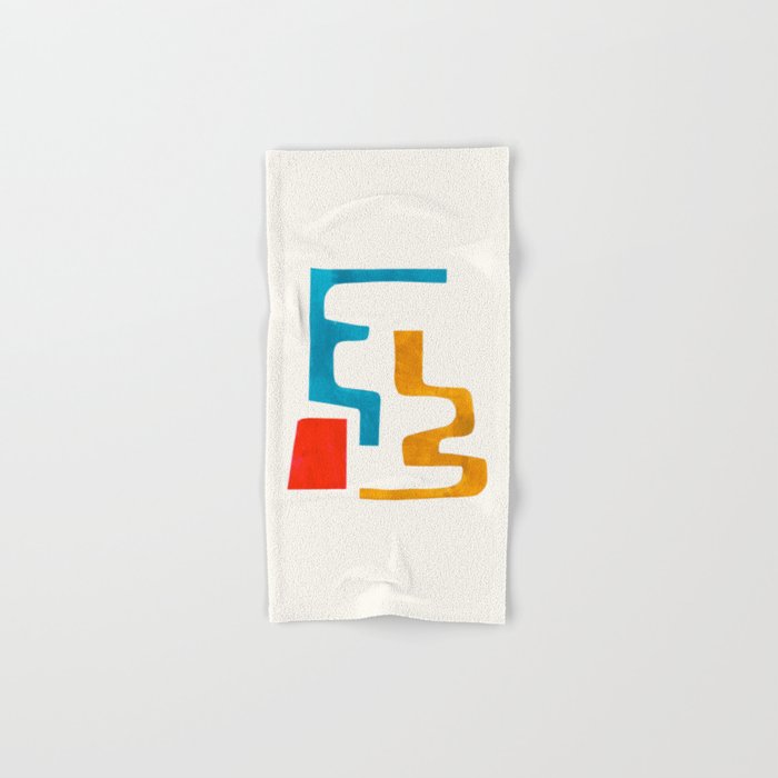 Falling Down' Paper Collage Fun Colorful Shapes Mid Century Minimal Abstract Art by Ejaaz Haniff Bath Towel