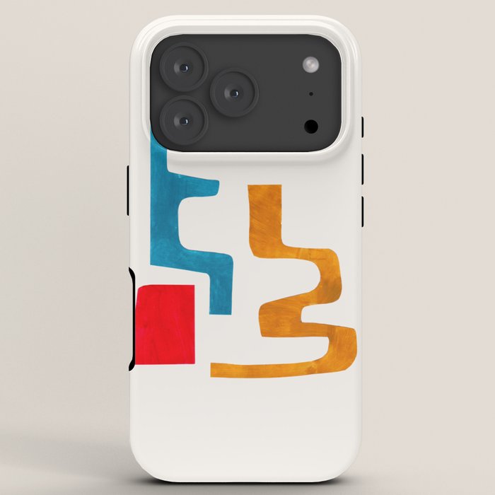 Falling Down' Paper Collage Fun Colorful Shapes Mid Century Minimal Abstract Art by Ejaaz Haniff iPhone Case