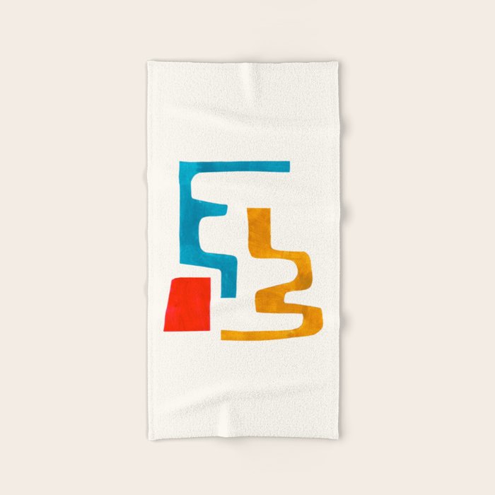 Falling Down' Paper Collage Fun Colorful Shapes Mid Century Minimal Abstract Art by Ejaaz Haniff Bath Towel