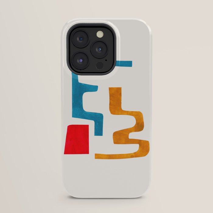 Falling Down' Paper Collage Fun Colorful Shapes Mid Century Minimal Abstract Art by Ejaaz Haniff iPhone Case