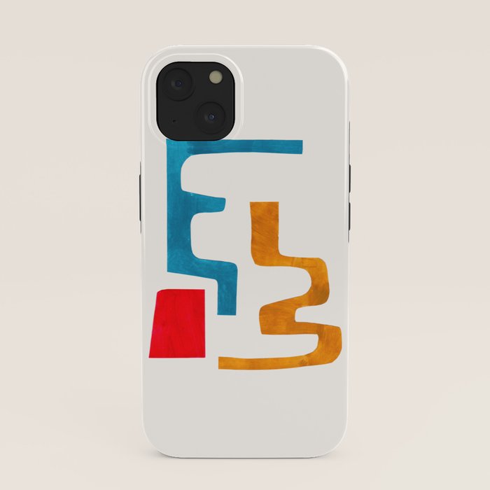 Falling Down' Paper Collage Fun Colorful Shapes Mid Century Minimal Abstract Art by Ejaaz Haniff iPhone Case
