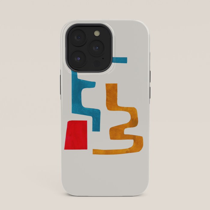 Falling Down' Paper Collage Fun Colorful Shapes Mid Century Minimal Abstract Art by Ejaaz Haniff iPhone Case