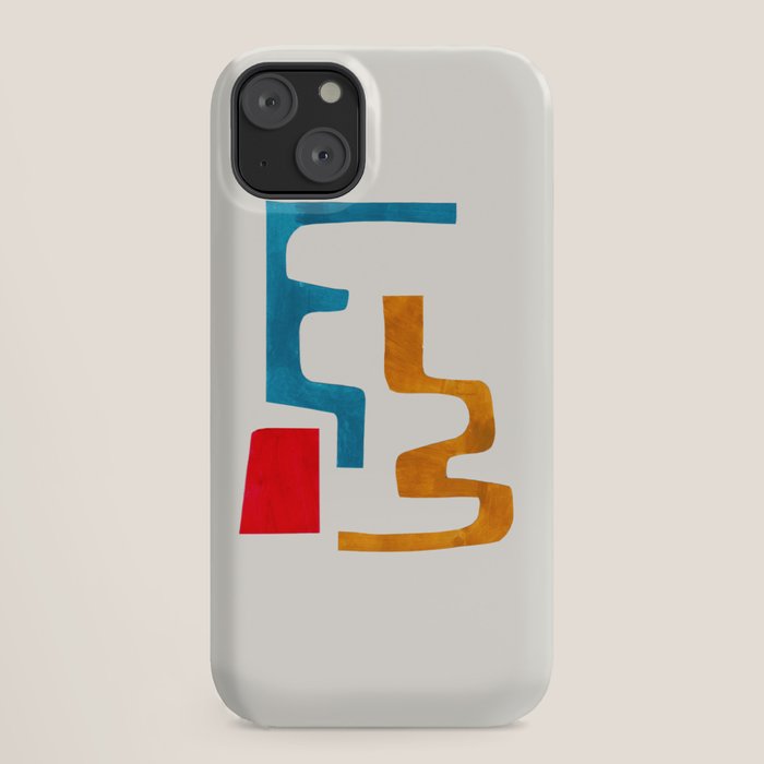 Falling Down' Paper Collage Fun Colorful Shapes Mid Century Minimal Abstract Art by Ejaaz Haniff iPhone Case