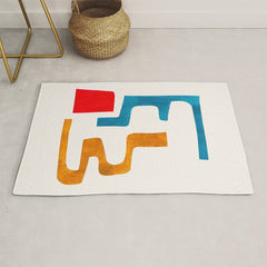 Falling Down' Paper Collage Fun Colorful Shapes Mid Century Minimal Abstract Art by Ejaaz Haniff Rug