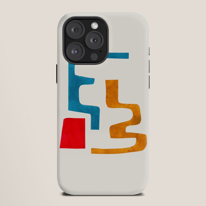 Falling Down' Paper Collage Fun Colorful Shapes Mid Century Minimal Abstract Art by Ejaaz Haniff iPhone Case