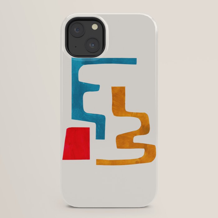 Falling Down' Paper Collage Fun Colorful Shapes Mid Century Minimal Abstract Art by Ejaaz Haniff iPhone Case