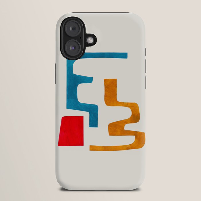 Falling Down' Paper Collage Fun Colorful Shapes Mid Century Minimal Abstract Art by Ejaaz Haniff iPhone Case