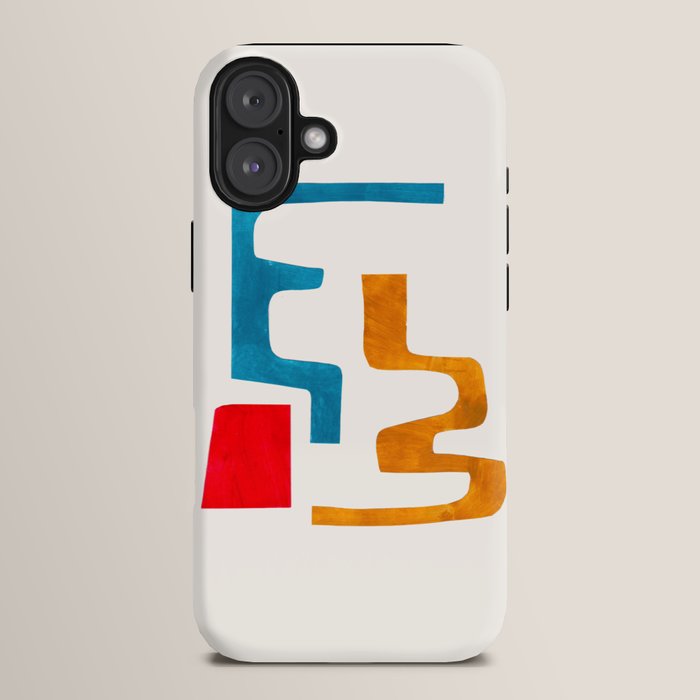 Falling Down' Paper Collage Fun Colorful Shapes Mid Century Minimal Abstract Art by Ejaaz Haniff iPhone Case